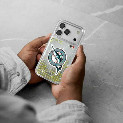 Miami Marlins 1993-2011 - Cooperstown Collection Pinstripe Glitter Phone Case for Apple iPhone