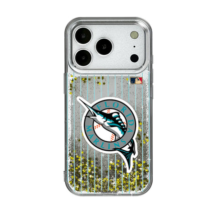 Miami Marlins 1993-2011 - Cooperstown Collection Pinstripe Glitter Phone Case for Apple iPhone