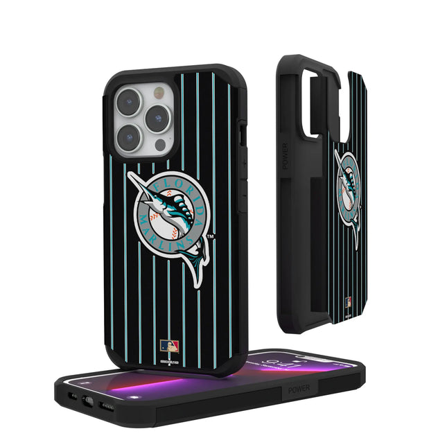 Miami Marlins 1993-2011 - Cooperstown Collection Pinstripe Rugged Phone Case for Apple iPhone