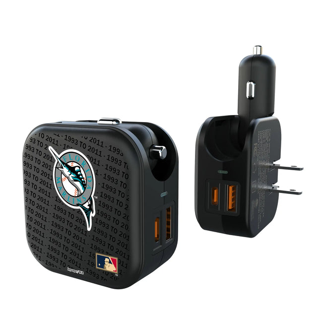 Miami Marlins 1993-2011 - Cooperstown Collection Text Backdrop 2 in 1 USB A/C Charger