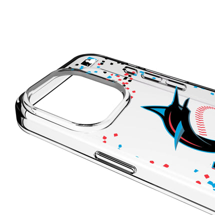 Miami Marlins Confetti Clear Phone Case for Apple iPhone