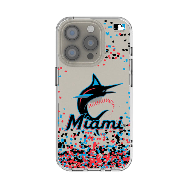 Miami Marlins Confetti Clear Phone Case for Apple iPhone