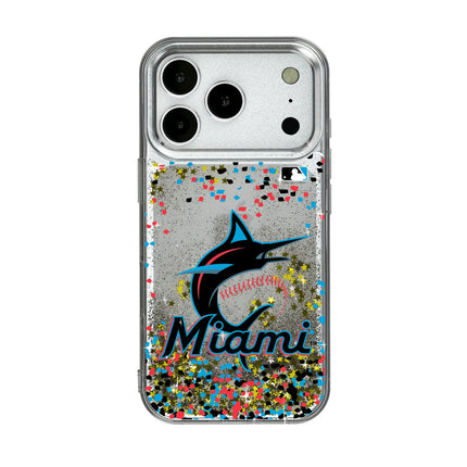 Miami Marlins Confetti Glitter Phone Case for Apple iPhone