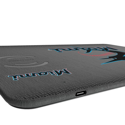 Miami Marlins Linen 15-Watt Wireless Charger and Mouse Pad