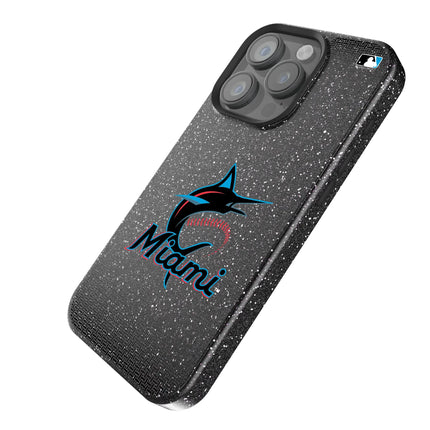 Miami Marlins Linen Black Bling Phone Case for Apple iPhone