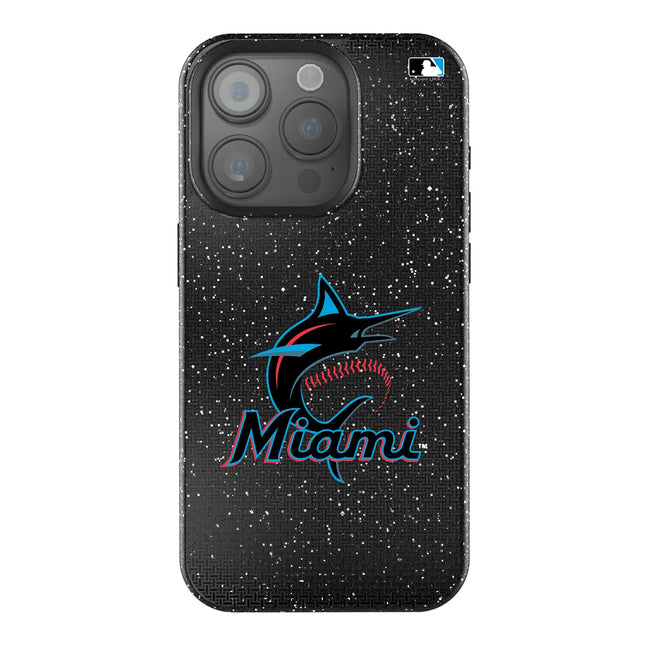 Miami Marlins Linen Black Bling Phone Case for Apple iPhone