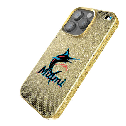 Miami Marlins Linen Bling Phone Case for Apple iPhone