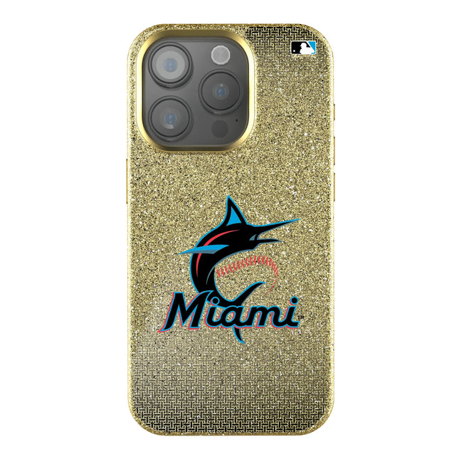 Miami Marlins Linen Bling Phone Case for Apple iPhone