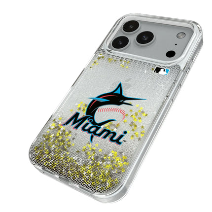Miami Marlins Linen Glitter Phone Case for Apple iPhone