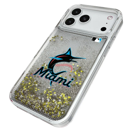 Miami Marlins Linen Glitter Phone Case for Apple iPhone