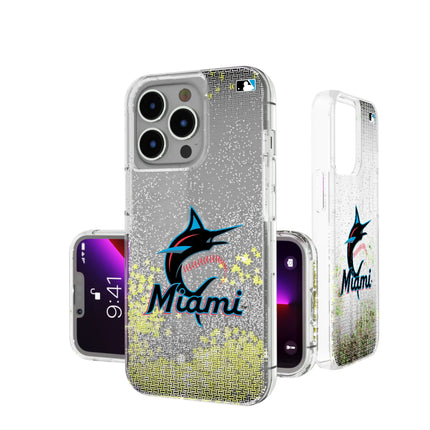 Miami Marlins Linen Glitter Phone Case for Apple iPhone