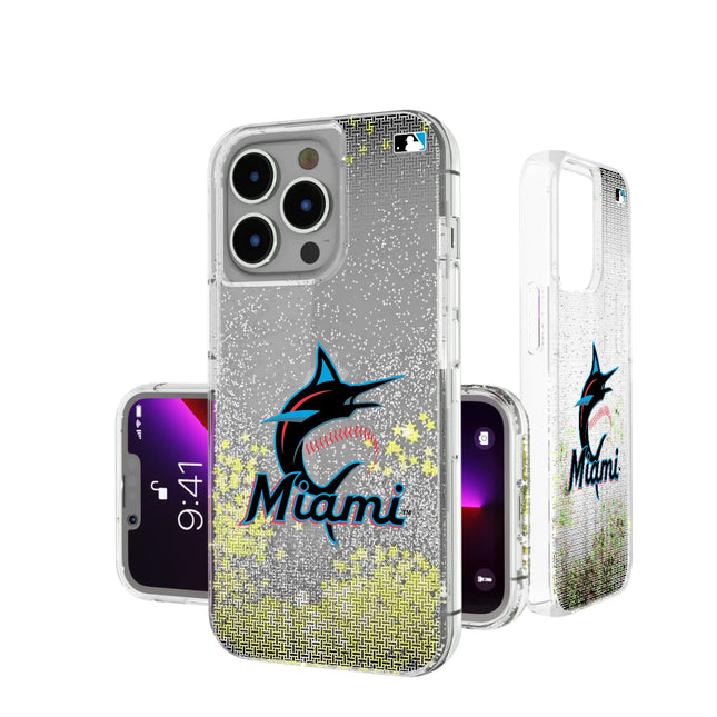 Miami Marlins Linen Glitter Phone Case for Apple iPhone