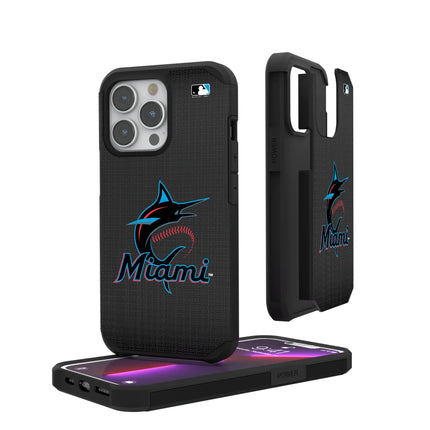 Miami Marlins Linen Rugged Phone Case for Apple iPhone