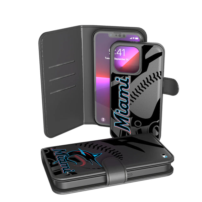 Miami Marlins Monocolor Tilt Wallet Phone Case for Apple iPhone