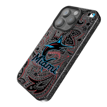 Miami Marlins Paisley Black Bling Phone Case for Apple iPhone