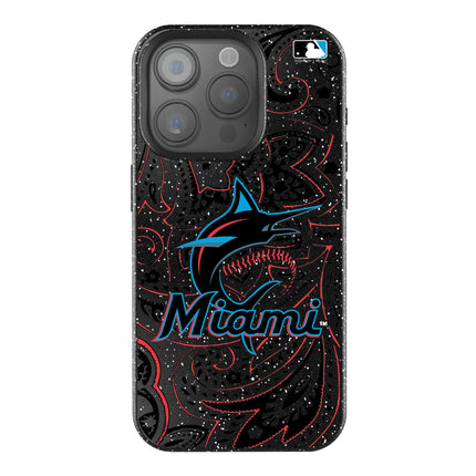 Miami Marlins Paisley Black Bling Phone Case for Apple iPhone
