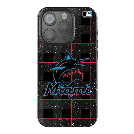 Miami Marlins Plaid Black Bling Phone Case for Apple iPhone