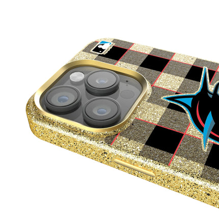 Miami Marlins Plaid Bling Phone Case for Apple iPhone