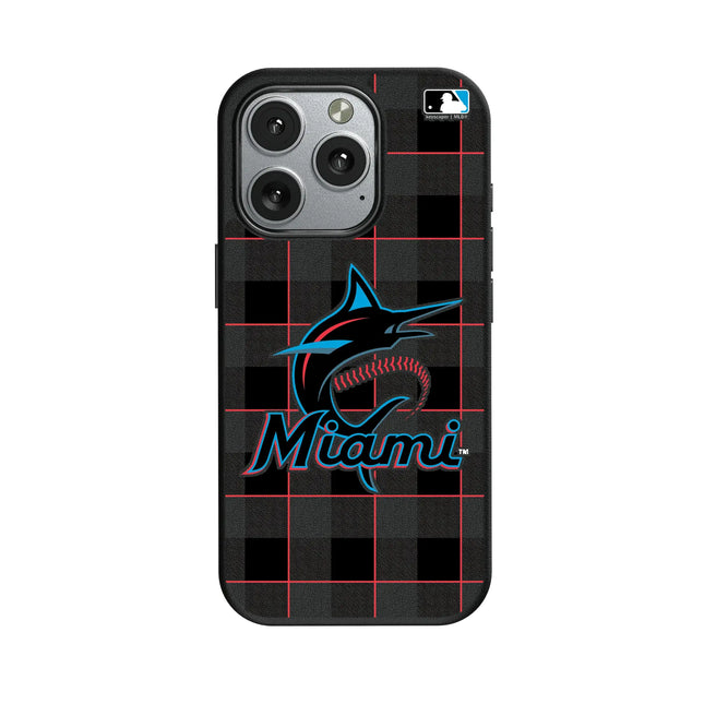 Miami Marlins Plaid MagSafe Compatible Phone Case for Apple iPhone
