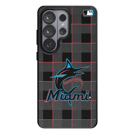 Miami Marlins Plaid MagSafe Compatible Phone Case for Samsung Galaxy