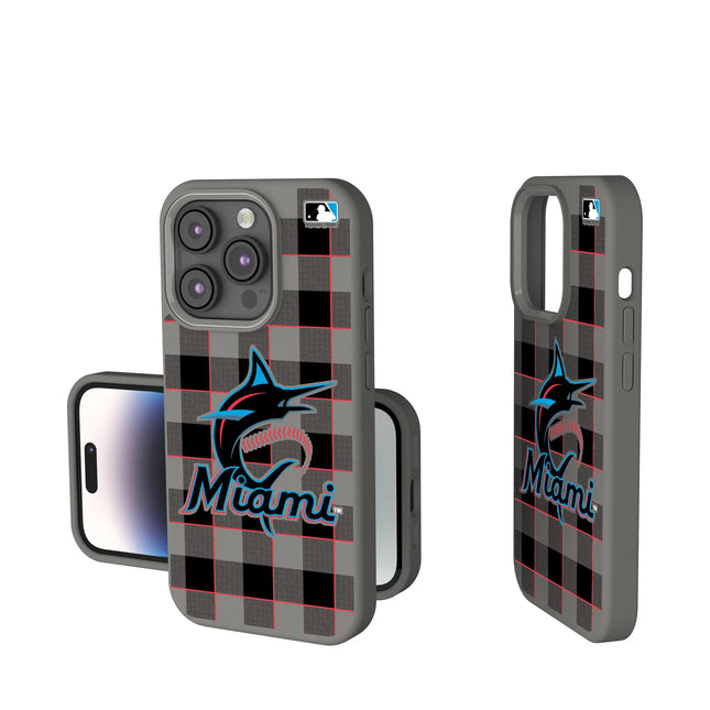 Miami Marlins Plaid Soft Touch Phone Case for Apple iPhone