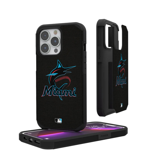 Miami Marlins Solid Rugged Phone Case for Apple iPhone