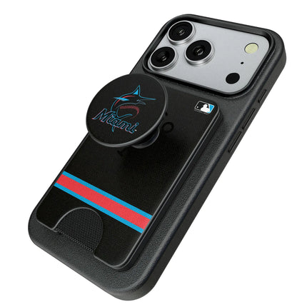 Miami Marlins Stripe PopSockets MagSafe-Compatible PopWallet+