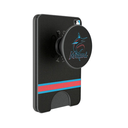 Miami Marlins Stripe PopSockets MagSafe-Compatible PopWallet+