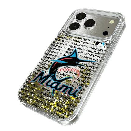Miami Marlins Text Backdrop Glitter Phone Case for Apple iPhone