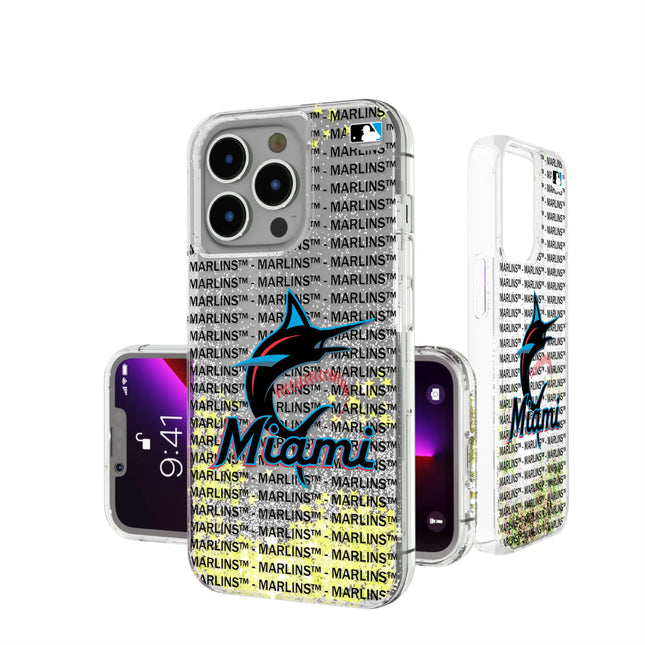 Miami Marlins Text Backdrop Glitter Phone Case for Apple iPhone