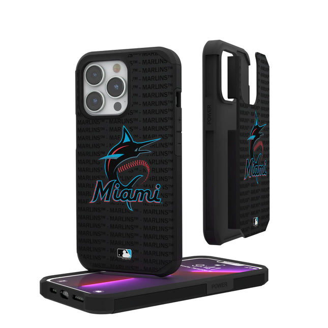Miami Marlins Text Backdrop Rugged Phone Case for Apple iPhone