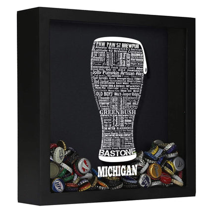 Michigan Beer Typography Shadow Box