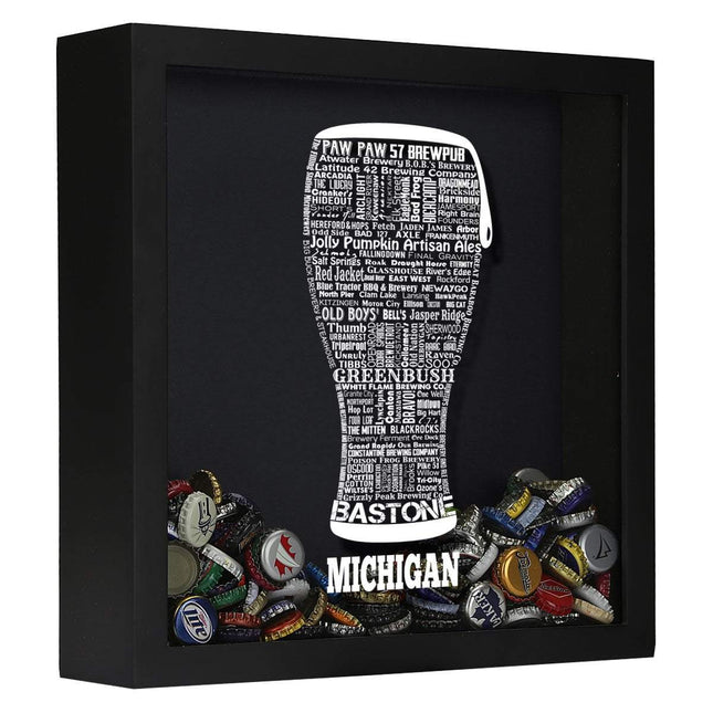 Michigan Beer Typography Shadow Box