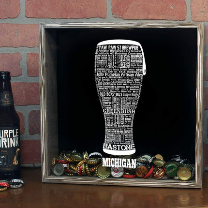 Michigan Beer Typography Shadow Box