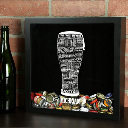 Michigan Beer Typography Shadow Box