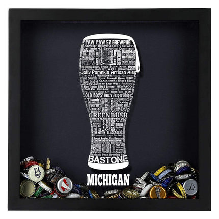 Michigan Beer Typography Shadow Box