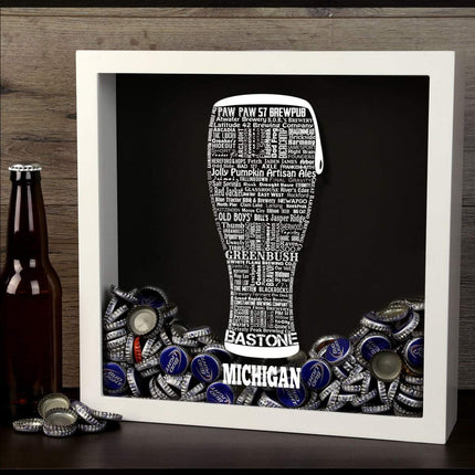 Michigan Beer Typography Shadow Box