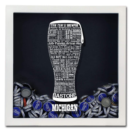 Michigan Beer Typography Shadow Box