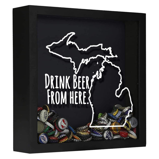 Michigan Drink Beer From Here Beer Cap Shadow Box