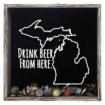 Michigan Drink Beer From Here Beer Cap Shadow Box
