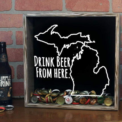 Michigan Drink Beer From Here Beer Cap Shadow Box