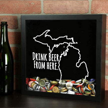 Michigan Drink Beer From Here Beer Cap Shadow Box