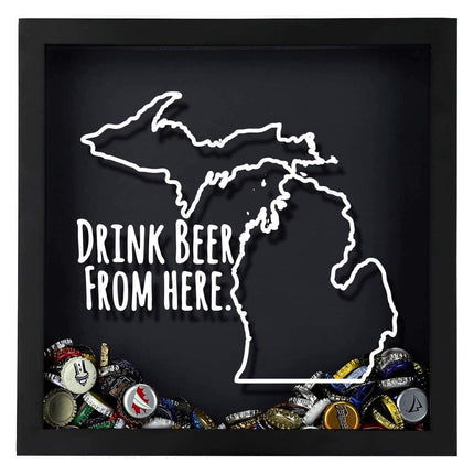 Michigan Drink Beer From Here Beer Cap Shadow Box