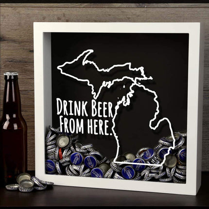 Michigan Drink Beer From Here Beer Cap Shadow Box