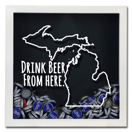 Michigan Drink Beer From Here Beer Cap Shadow Box