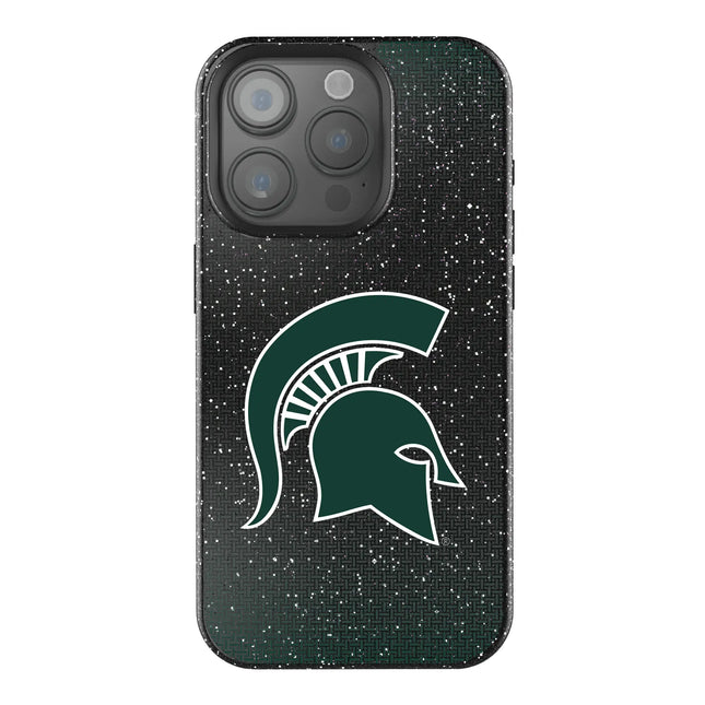 Michigan State University Spartans Linen Black Bling Phone Case for Apple iPhone