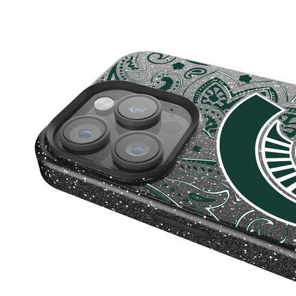 Michigan State University Spartans Paisley Black Bling Phone Case for Apple iPhone