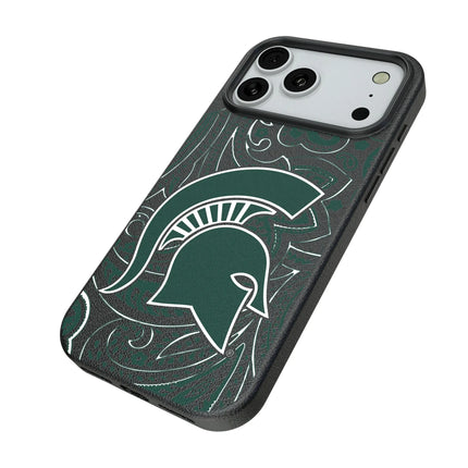Michigan State University Spartans Paisley MagSafe Compatible Phone Case for Apple iPhone