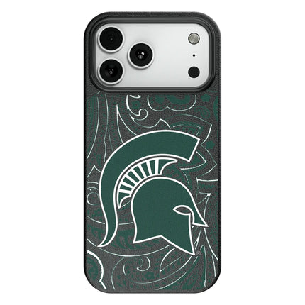 Michigan State University Spartans Paisley MagSafe Compatible Phone Case for Apple iPhone