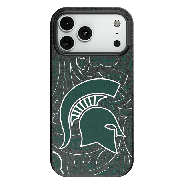 Michigan State University Spartans Paisley MagSafe Compatible Phone Case for Apple iPhone
